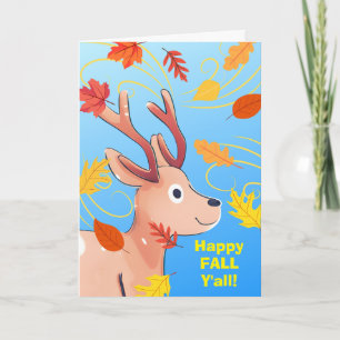 Happy Fall Y'all Niedliches Baby Deer mit Herbst B Karte