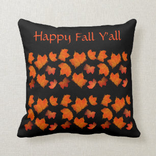 Happy Fall Y'all Orange Black Herbst Leaves Gemüt Kissen