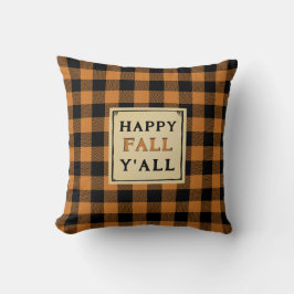 Happy Fall y'all orange karierte Wurfkissen Kissen