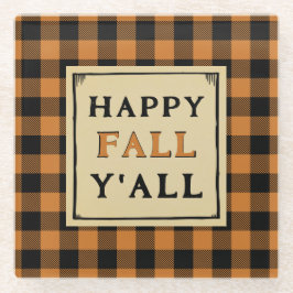 Happy Fall y'all orange Karo werfen Kissen Glasuntersetzer