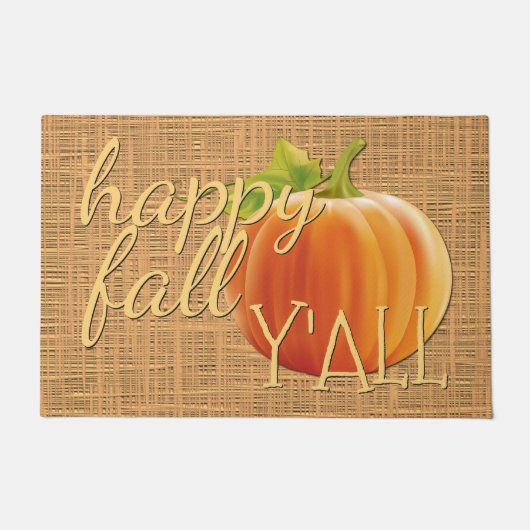 Happy Fall Yall Orange Pumpkin Imitats Jute Weave Fußmatte (Vorderseite)