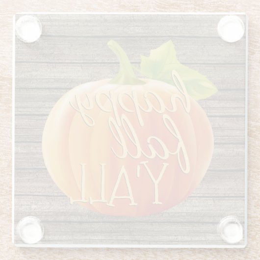 Happy Fall Y'all Orange Pumpkin on Planks Muster Glasuntersetzer (Rückseite)