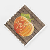 Happy Fall Y'all Orange Pumpkin on Planks Muster Serviette (Ecke)
