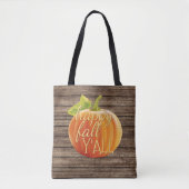 Happy Fall Y'all Orange Pumpkin on Planks Muster Tasche (Vorderseite)