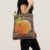 Happy Fall Y'all Orange Pumpkin on Planks Muster Tasche (Von Nahem)