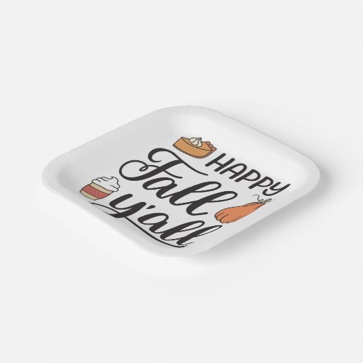 Happy Fall Y'all Pappteller (Gewinkelt)
