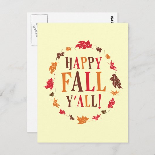 Happy Fall Y'all Postkarte (Vorne/Hinten)