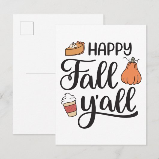Happy Fall Y'all Postkarte (Vorne/Hinten)