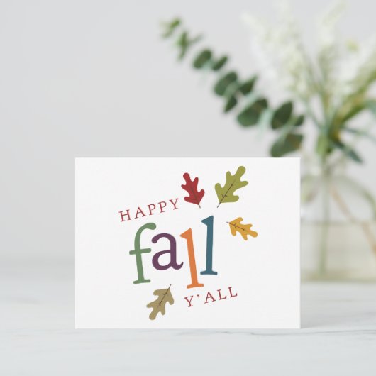 Happy Fall Yall Postkarte (Stehend Vorderseite)