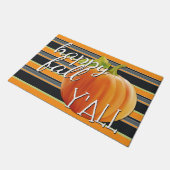 Happy Fall Yall Pumpkin auf lebendigen Streifen Mu Fußmatte (Schrägansicht)