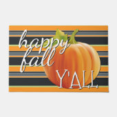 Happy Fall Yall Pumpkin auf lebendigen Streifen Mu Fußmatte (Vorderseite)