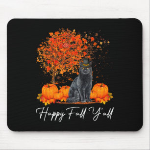 Happy Fall Y'all Pumpkin Cat Erntedank Rescue P Mousepad