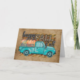 Happy Fall Y'all Pumpkin Farm Truck Plaid Karte