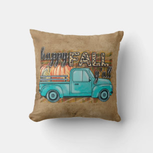 Happy Fall Y'all Pumpkin Farm Truck Throw Pillow Kissen