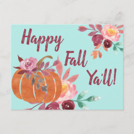 Happy Fall Y'all Pumpkin Postkarte