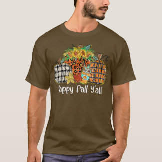 Happy Fall Yall Pumpkin Sonnenblume Leopard Funny  T-Shirt