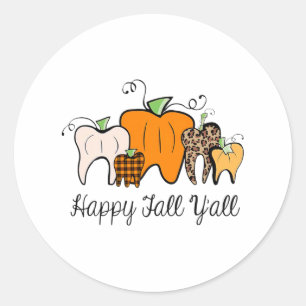 Happy Fall Y'all Pumpkin Tooth Lepard Halloween De Runder Aufkleber