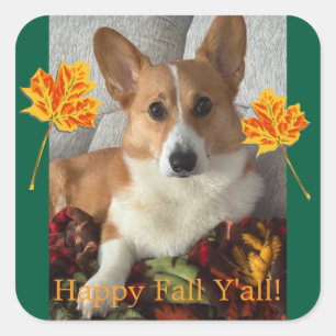 Happy Fall Y'all Quadratischer Aufkleber
