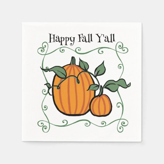 Happy Fall Y'all Quote Pumpkin Erntedank Serviette (Vorderseite)