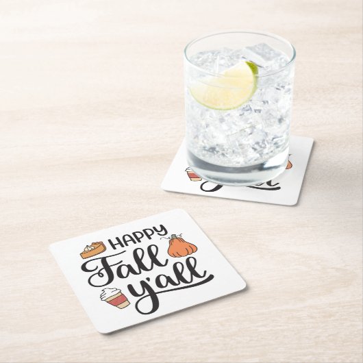 Happy Fall Y'all Rechteckiger Pappuntersetzer (Vor Ort)