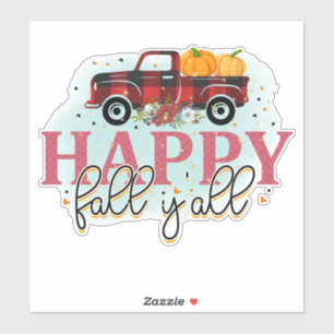Happy Fall Yall Red Plaid Truck Aufkleber