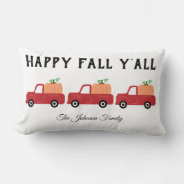 Happy Fall Y'all Red Truck Pumpkin Lumbar Pillow Lendenkissen