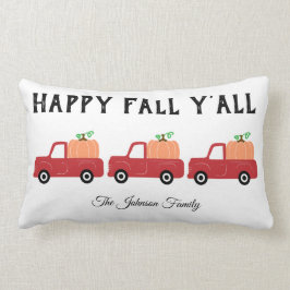 Happy Fall Y'all Red Truck Pumpkin Lumbar Pillow Lendenkissen