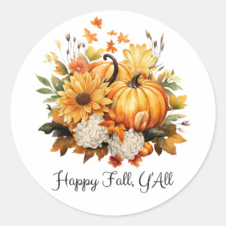 Happy Fall Y'all Runder Aufkleber