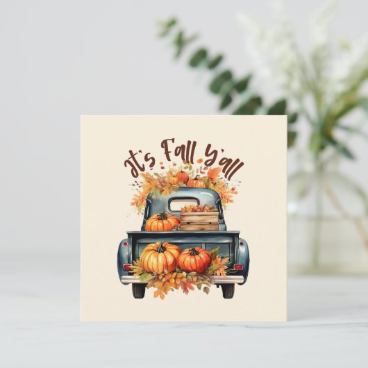 Happy Fall Y'all - Rustikaler LKW mit Pumpkins (Stehend Vorderseite)
