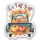 Happy Fall Y'all - Rustikaler LKW mit Pumpkins Aufkleber (Vorderseite)