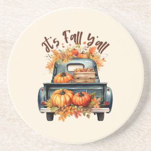 Happy Fall Y'all - Rustikaler LKW mit Pumpkins Getränkeuntersetzer
