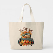 Happy Fall Y'all - Rustikaler LKW mit Pumpkins Jumbo Stoffbeutel (Rückseite)