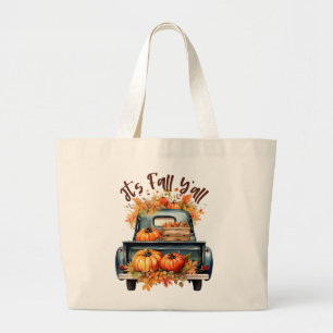 Happy Fall Y'all - Rustikaler LKW mit Pumpkins Jumbo Stoffbeutel