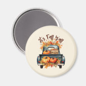 Happy Fall Y'all - Rustikaler LKW mit Pumpkins Magnet (Vorderseite/Rückseite)