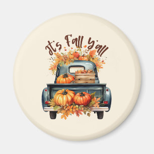 Happy Fall Y'all - Rustikaler LKW mit Pumpkins Magnet