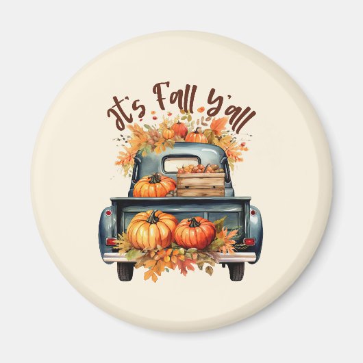 Happy Fall Y'all - Rustikaler LKW mit Pumpkins Magnet (Vorne)