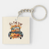 Happy Fall Y'all - Rustikaler LKW mit Pumpkins Schlüsselanhänger (Rückseite)
