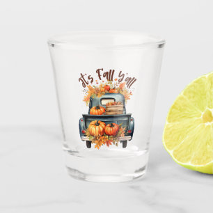 Happy Fall Y'all - Rustikaler LKW mit Pumpkins Schnapsglas