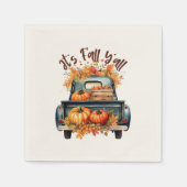 Happy Fall Y'all - Rustikaler LKW mit Pumpkins Serviette (Vorderseite)