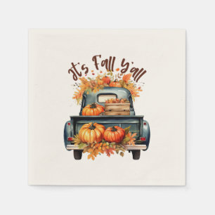 Happy Fall Y'all - Rustikaler LKW mit Pumpkins Serviette