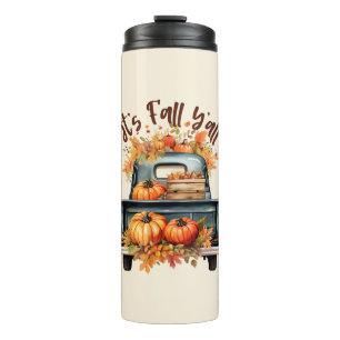 Happy Fall Y'all - Rustikaler LKW mit Pumpkins Thermosbecher
