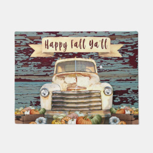 Happy Fall Ya'll Rustikaler Lkw und Pumpkins Fußmatte