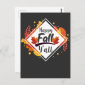 Happy Fall Yall Saison Herbst Leaves Postkarte (Vorne/Hinten)