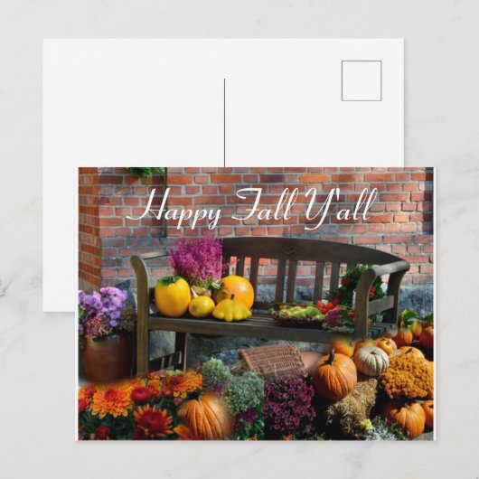 Happy Fall Y'all Saison Postkarte (Vorne/Hinten)