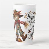Happy Fall Ya'll Scarecrow und Herbstblätter Milchtasse (Vorderseite)