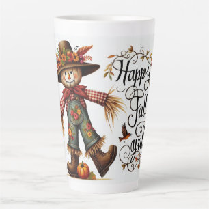 Happy Fall Ya'll Scarecrow und Herbstblätter Milchtasse