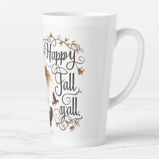 Happy Fall Ya'll Scarecrow und Herbstblätter Milchtasse (Rechts)