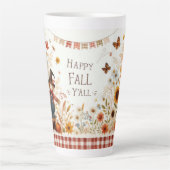Happy Fall Ya'll Scarecrow und Herbstblätter Milchtasse (Vorderseite)