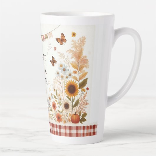 Happy Fall Ya'll Scarecrow und Herbstblätter Milchtasse (Rechts)