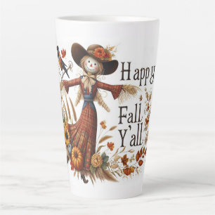 Happy Fall Ya'll Scarecrow und Herbstblätter Milchtasse